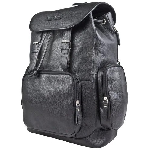 Рюкзак Carlo Gattini, натуральная кожа, отделение для ноутбука, внутренний карман, регулируемый ремень, черный