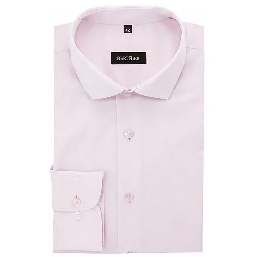 Рубашка мужская длинный рукав BERTHIER GRANADA-640555/ Fit-R(2), Полуприталенный силуэт / Regular fit, цвет Розовый, рост 174-184, размер ворота 44