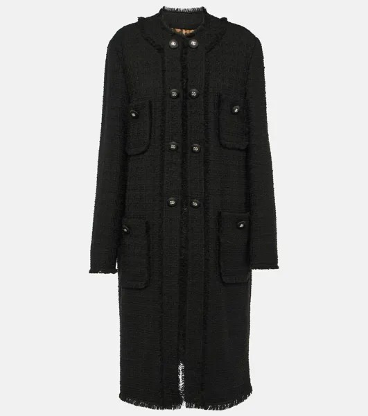 Твидовое пальто с бахромой Dolce&Gabbana, черный