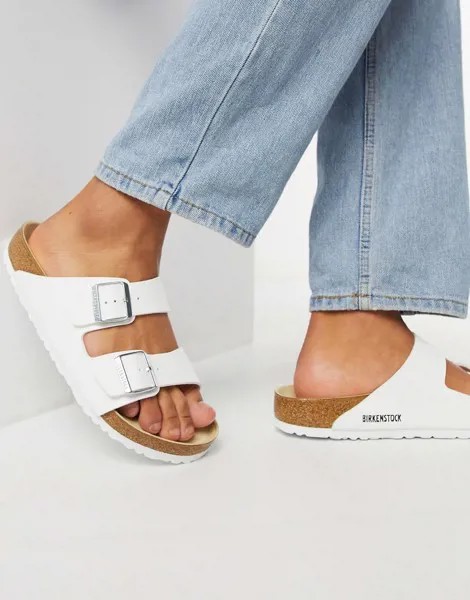 Белые сандалии Birkenstock arizona birko-flor-Белый