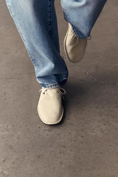 Кожаные ботинки на шнуровке ZARA, бежевый