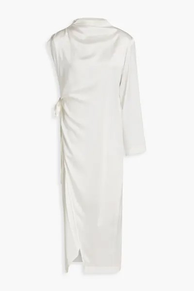 Платье миди Nomad с одним рукавом и драпировкой из шелкового шармеза Envelope1976, цвет Off-white