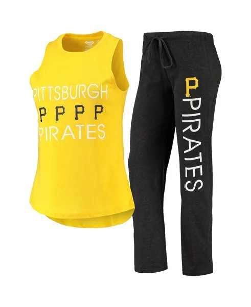 Женская черная, золотистая майка и брюки Pittsburgh Pirates Meter Muscle, комплект для сна Concepts Sport