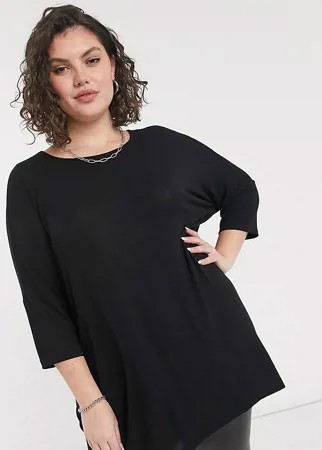 Черная удлиненная футболка Vero Moda Curve-Черный цвет