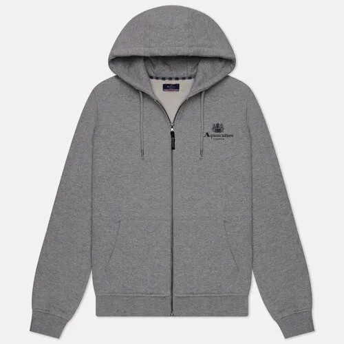 Толстовка Aquascutum active small logo full zip hoodie fleece, силуэт прямой, размер l, серый