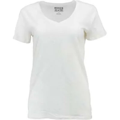 Converse W2 Женская футболка с коротким рукавом и V-образным вырезом Женские размеры L Повседневные топы 07822C-