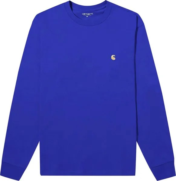 Футболка Carhartt WIP Long-Sleeve Chase T-Shirt 'Submarine', синий