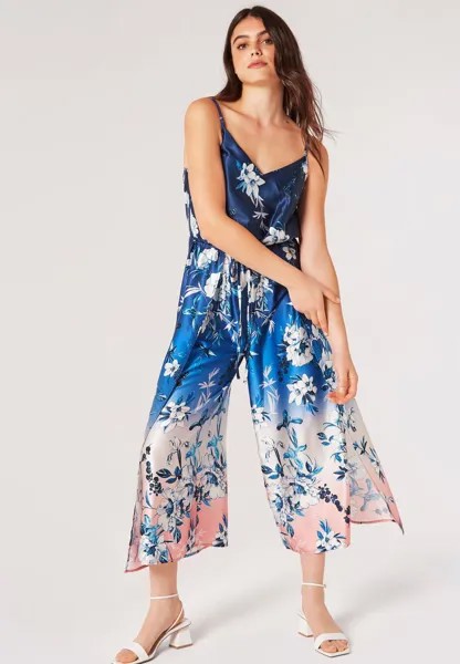 Комбинезон Floral Split Leg Apricot, цвет navy