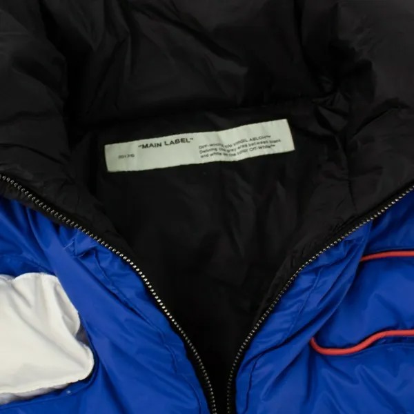 Синий укороченный пуховик Off-White, синий