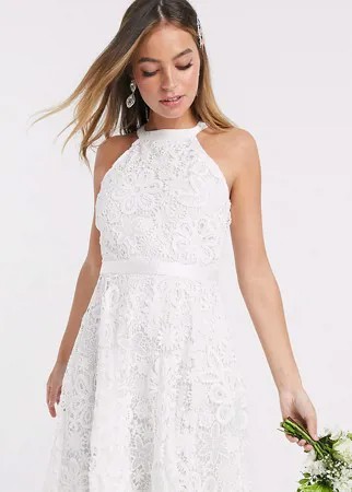 Белое кружевное свадебное платье мини Y.A.S Petite-Белый