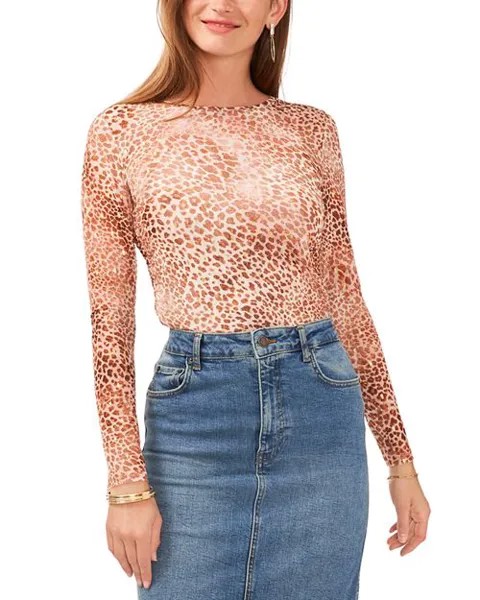 Футболка с длинным рукавом и животным принтом VINCE CAMUTO, цвет Tan/Beige