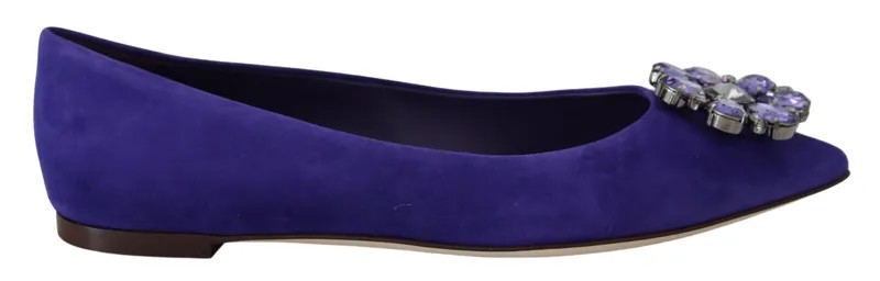 DOLCE - GABBANA Обувь Фиолетовые замшевые лоферы со стразами на плоской подошве EU37,5 / US7 Рекомендуемая розничная цена 900 долларов США
