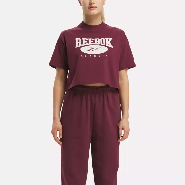 Укороченная футболка с большим логотипом Classics Archive Essentials Reebok, цвет Classic Maroon