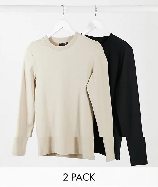 Облегающий лонгслив ASOS DESIGN - Комплект из 2 шт.-Мульти