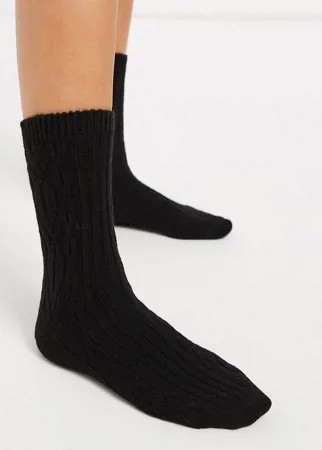 Вязаные теплые черные носки с узором «косичка» & Other Stories-Бежевый