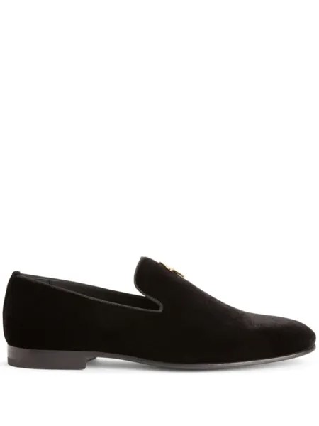 Giuseppe Zanotti бархатные лоферы G-Flash с логотипом, черный