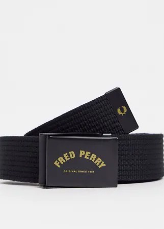 Черно-золотистый тканый ремень с логотипом Fred Perry-Черный цвет