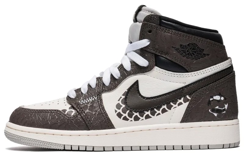 Кроссовки Air Jordan 1 Vintage Basketball Shoes Men High-top White, коричневый