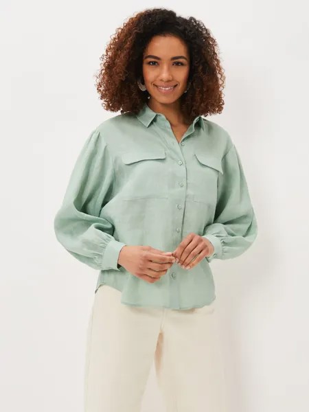 Льняная рубашка с объемными рукавами Phase Eight Brigita, шалфейно-зеленый