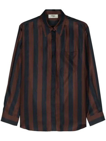 FENDI шелковая рубашка в полоску Pequin, синий