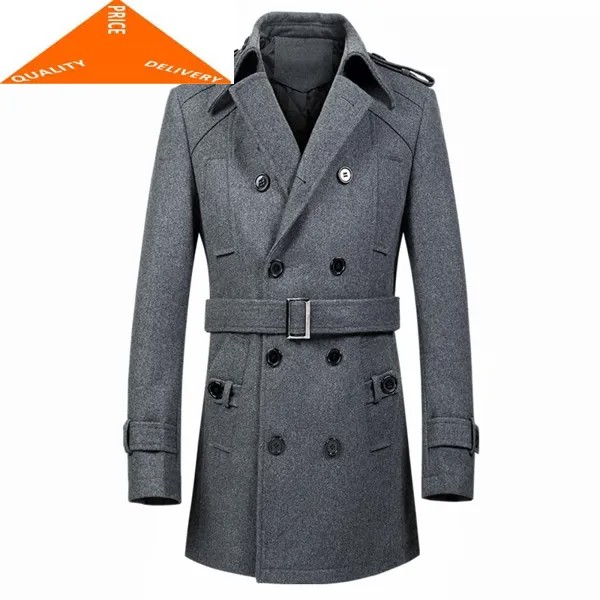 Мужское шерстяное пальто, приталенное длинное пальто, Повседневная ветровка, LWL738, для осени и зимы, 2020