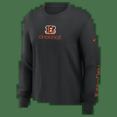 Лонгслив Nike Cincinnati Bengals Boxy, черный