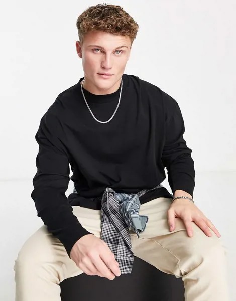 Черный лонгслив в стиле extreme oversized Topman