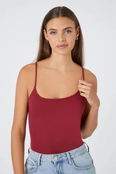 Боди на бретельках из хлопковой смеси Forever 21, бордовый