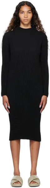 Черное платье-миди из губчатой ​​ткани Issey Miyake