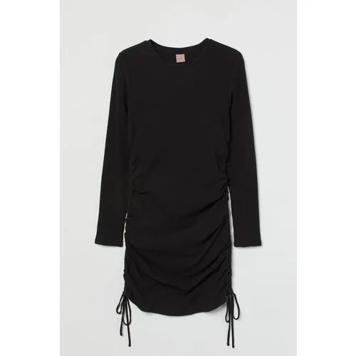 Платье-лапша H&M, вискоза, повседневное, прилегающее, мини, размер 3XL, черный