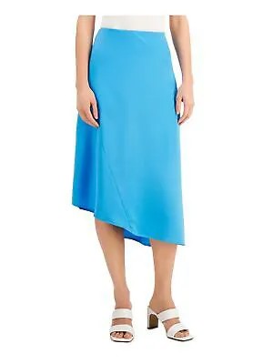 ALFANI Женская синяя юбка-трапеция миди с асимметричным подолом на молнии 6