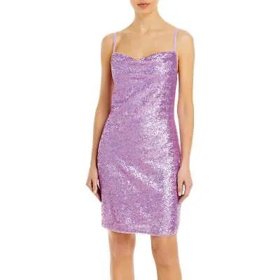 BCBGMAXAZRIA Женское фиолетовое вечернее коктейльное мини-платье с блестками S BHFO 8977