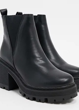 Черные ботинки челси на массивной подошве для широкой стопы Truffle Collection-Черный