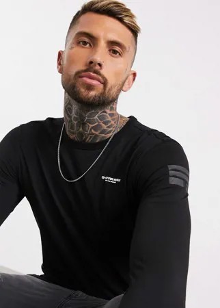 Черный лонгслив с логотипом G-Star