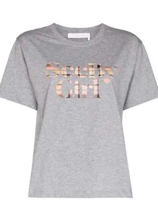 See by Chloé футболка с клетчатым логотипом