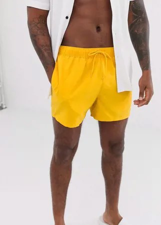 Короткие шорты для плавания горчичного цвета ASOS DESIGN-Желтый