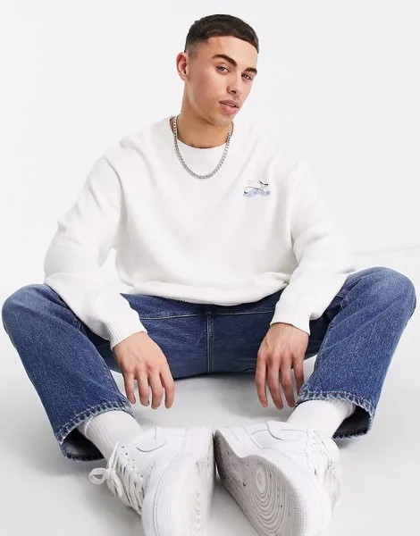 Белый вязаный джемпер с вышитым китом ASOS DESIGN