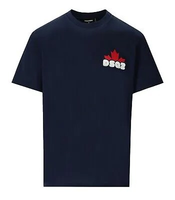 Dsquared2 Dsq2 Свободный крой Темно-синяя футболка Мужчина