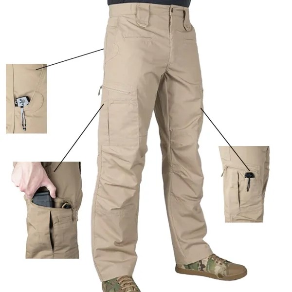 Мужские быстросохнущие водонепроницаемые и износостойкие многофункциональные тактические тренировочные брюки с несколькими карманами на открытом воздухе