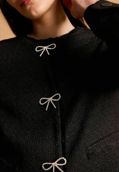 Летняя куртка BOUCLE COLLARLESS BOW BUTTON TALL, REGULAR FIT Next, черный
