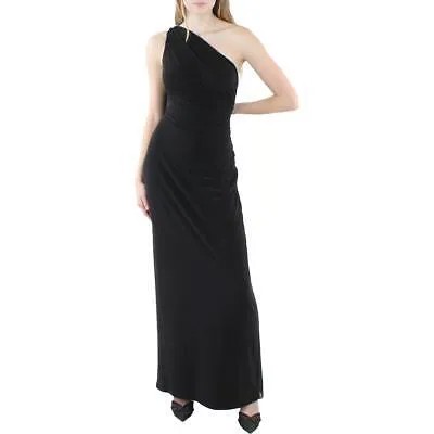 Женское черное вечернее платье на одно плечо Lauren Ralph Lauren 16 BHFO 8043