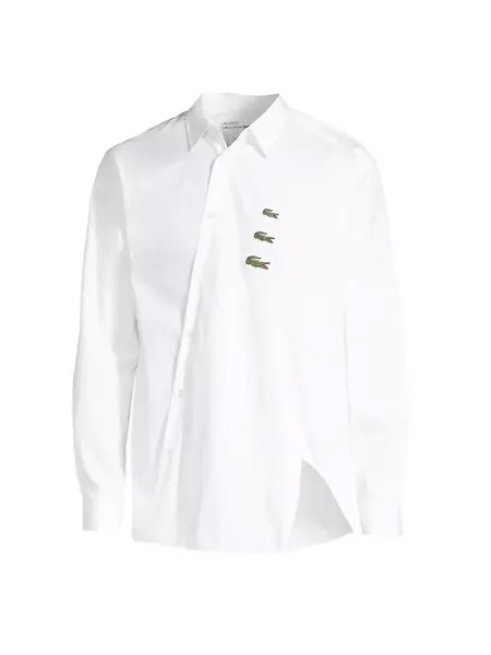 Comme des Garcons SHIRT x Lacoste Асимметричная рубашка под крокодила Comme Des Garcons Shirt, белый