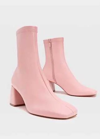 Stradivarius Ботильоны На Среднем Каблуке С Эластичным Голенищем Розовый 41