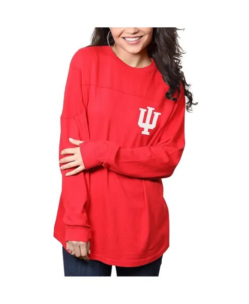 Женские малиновые худи Indiana Hoosiers The Big Shirt, футболка оверсайз с длинными рукавами Pressbox