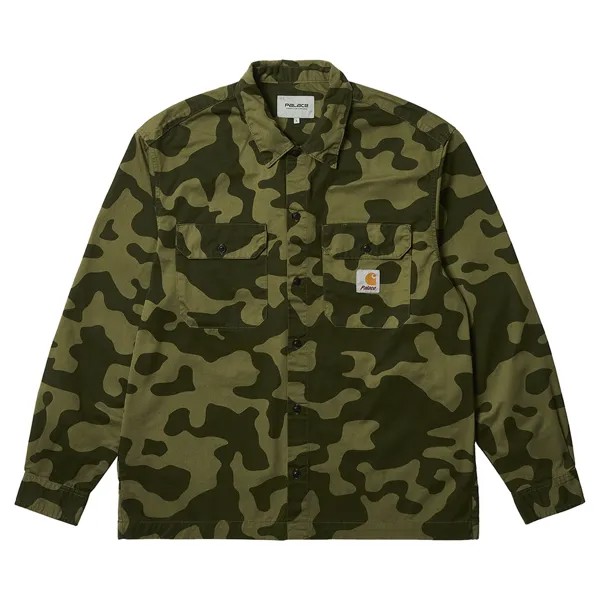 Рубашка Carhartt WIP x Palace Master с длинными рукавами, цвет Dollar Green Camo