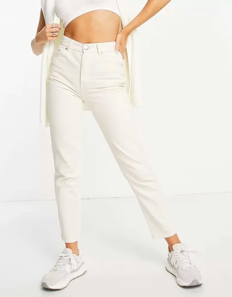 Базовые джинсы для мам с высокой талией цвета экрю Pull&Bear