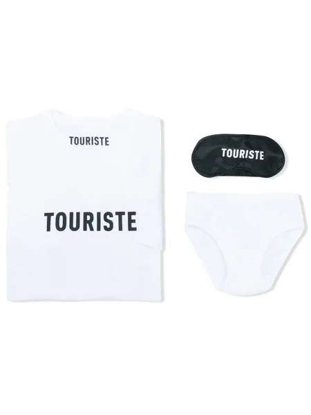 Touriste logo print T-shirt, briefs and sleeping mask