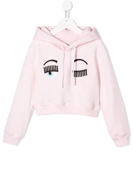 Chiara Ferragni Kids укороченное худи с принтом