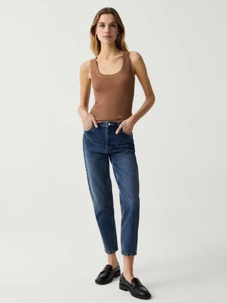 Майка в рубчик с люрексом Ovs, цвет light brown