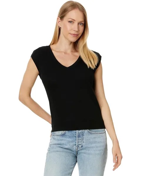 Топ Michael Stars Tati V-Neck Power Shoulder, черный